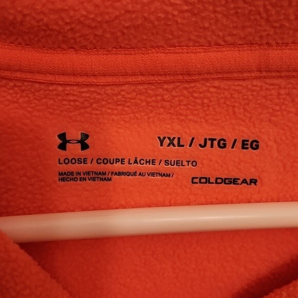 Under Armour Youth Coldgear Orange Long Sleeve w/ Fleece Size YXL - Picture 2 of 9